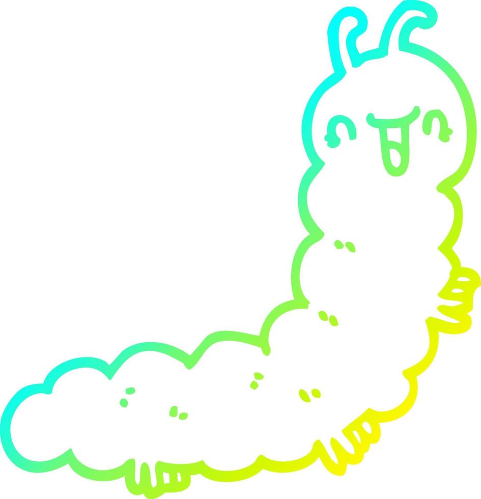 cold gradient line drawing cartoon caterpillar vector