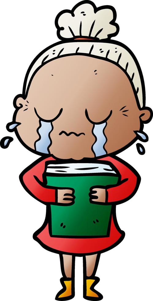 cartoon crying old lady vector