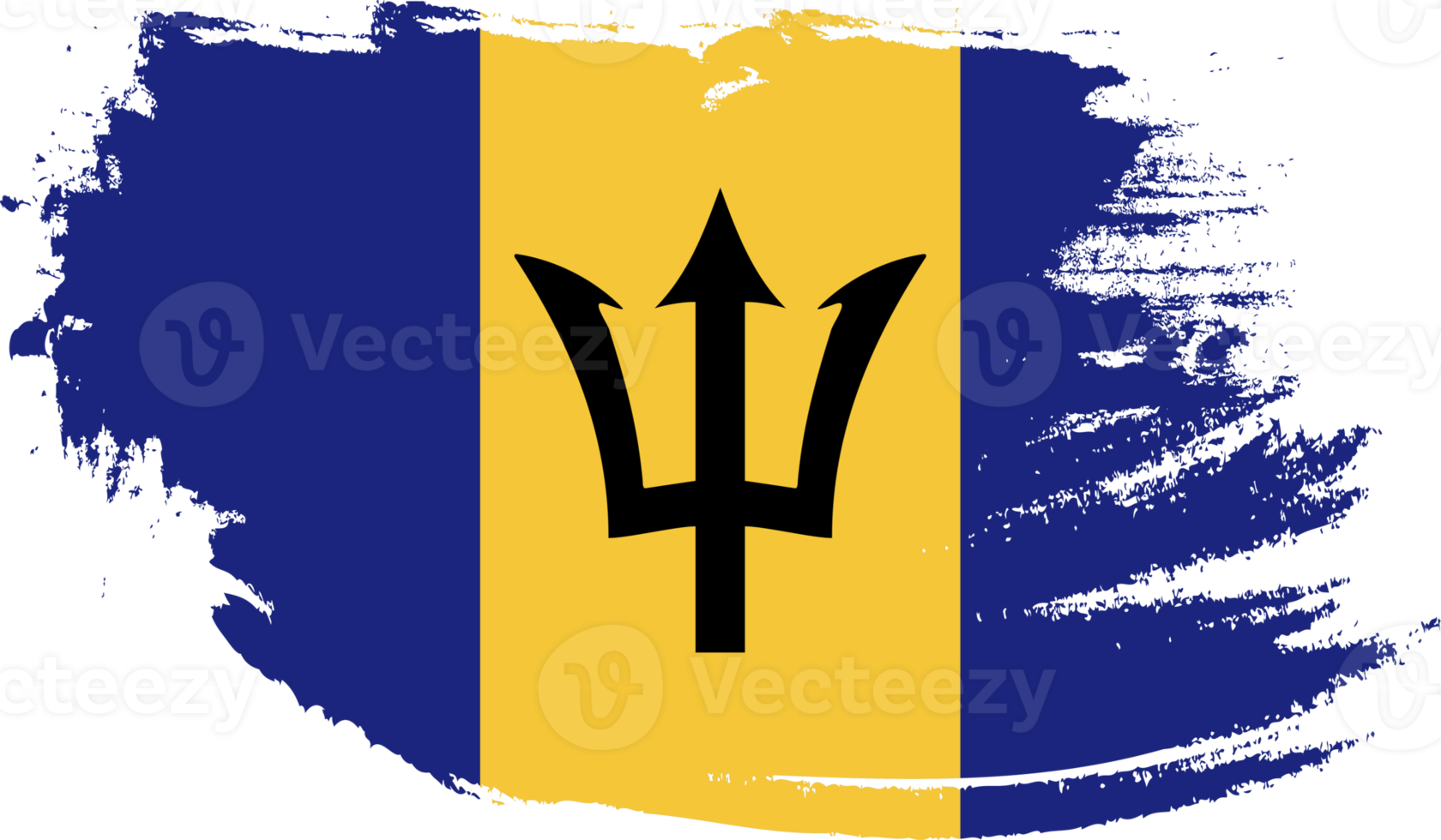 Barbados flag with grunge texture png