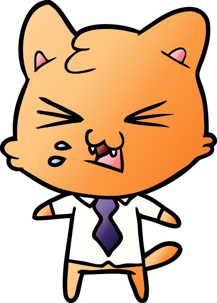 cartoon cat hissing vector