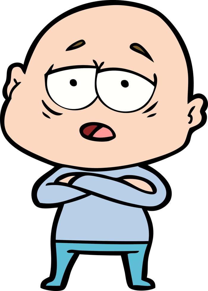 cartoon tired bald man vector