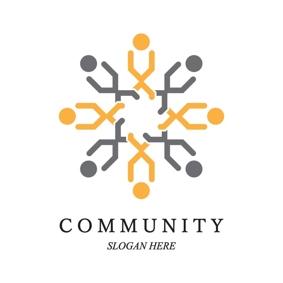 Team work logo template. Concept of community friendship, unity. Isolated on white background. Vector illustration
