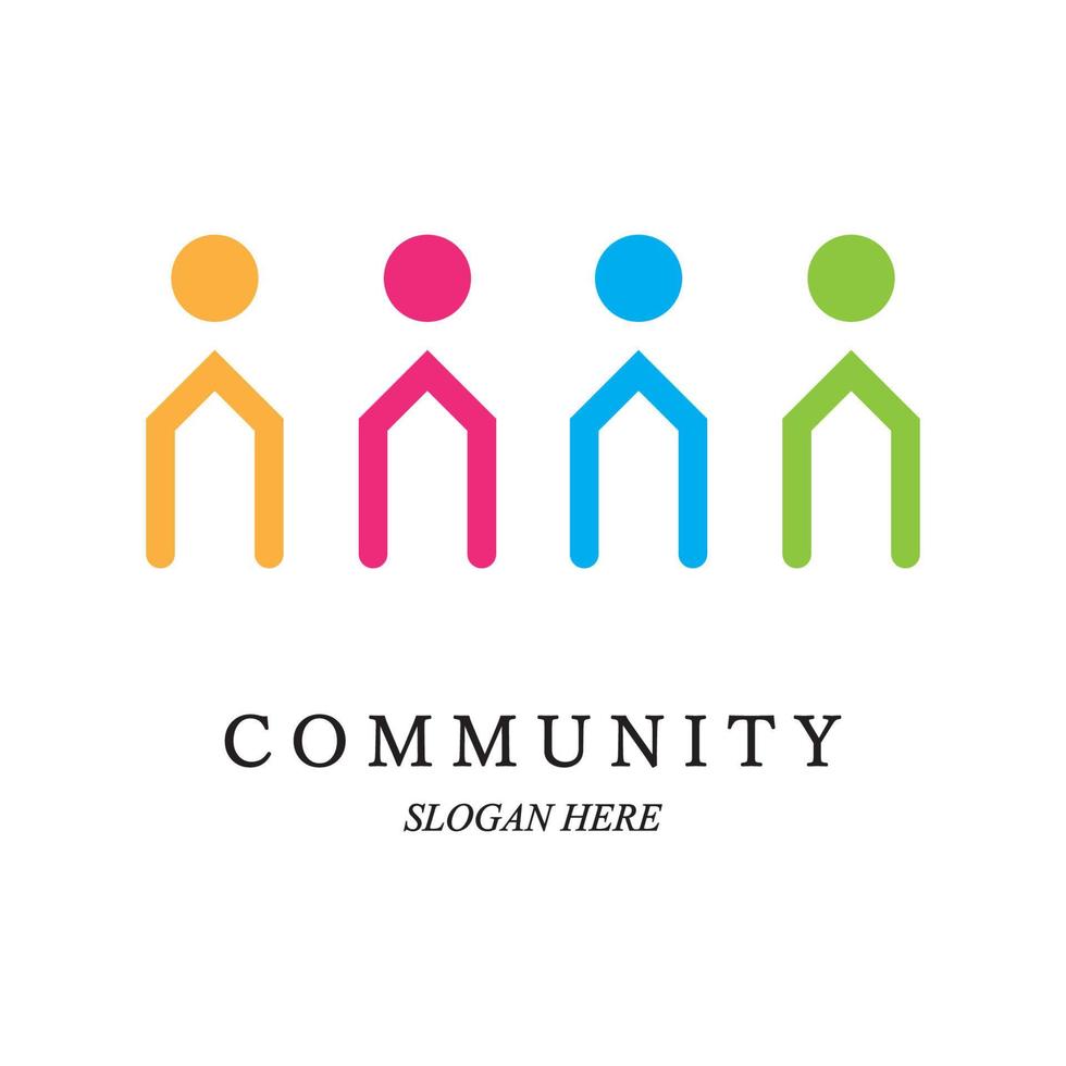 Team work logo template. Concept of community friendship, unity. Isolated on white background. Vector illustration