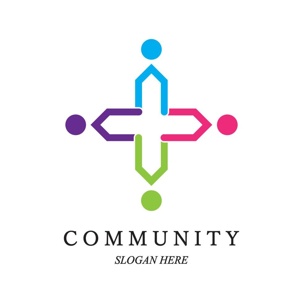 Team work logo template. Concept of community friendship, unity. Isolated on white background. Vector illustration