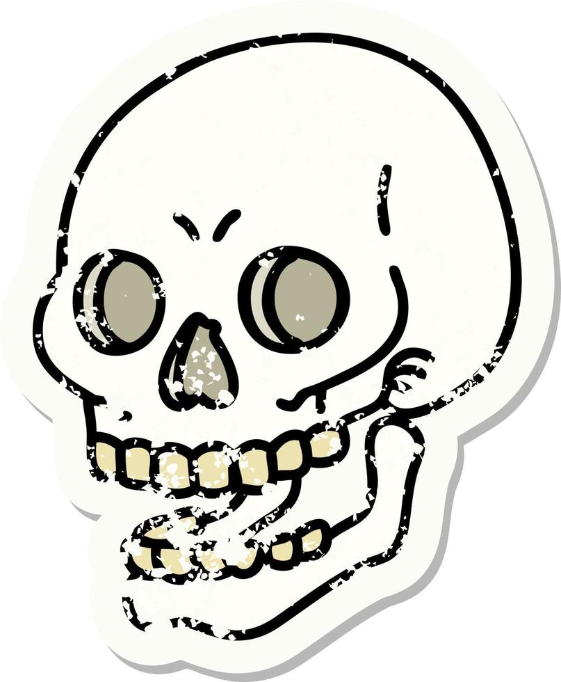 distressed sticker tattoo in traditional style of a skull vector