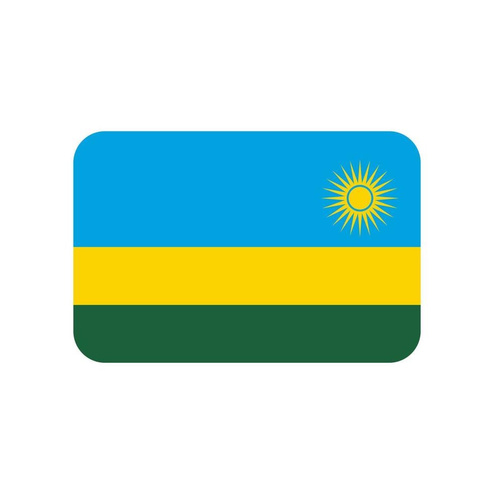 Rwanda vector flag with rounded corners isolated on white background