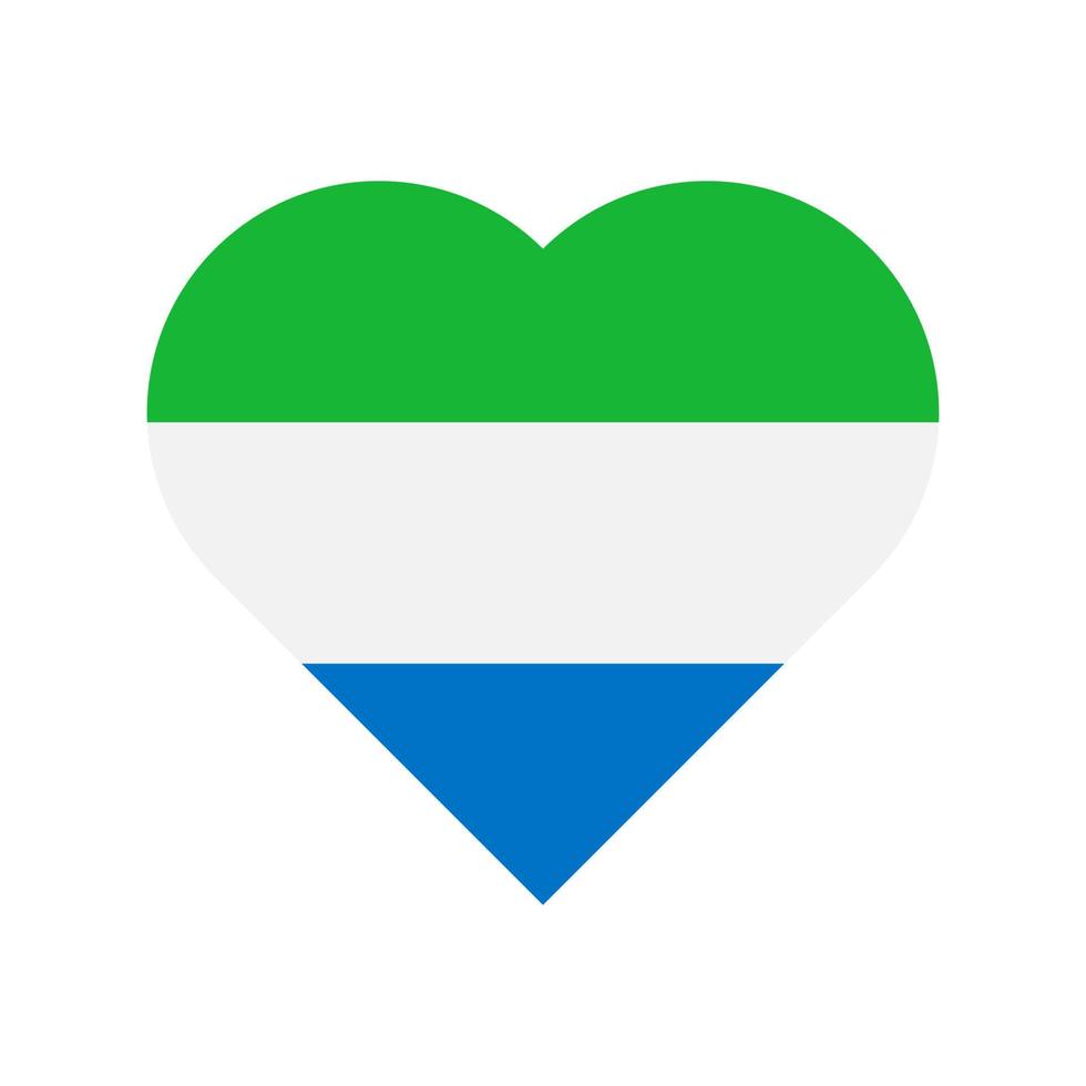 sierra leona vector bandera corazón aislado sobre fondo blanco