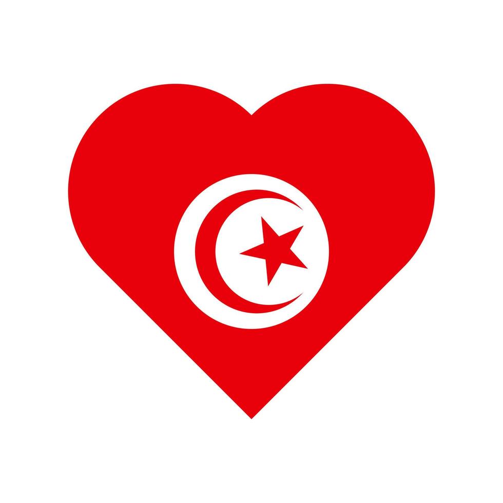 Tunisia vector flag heart isolated on white background