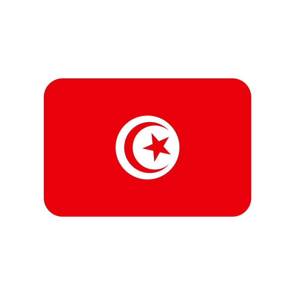 Túnez vector bandera con esquinas redondeadas aislado sobre fondo blanco.