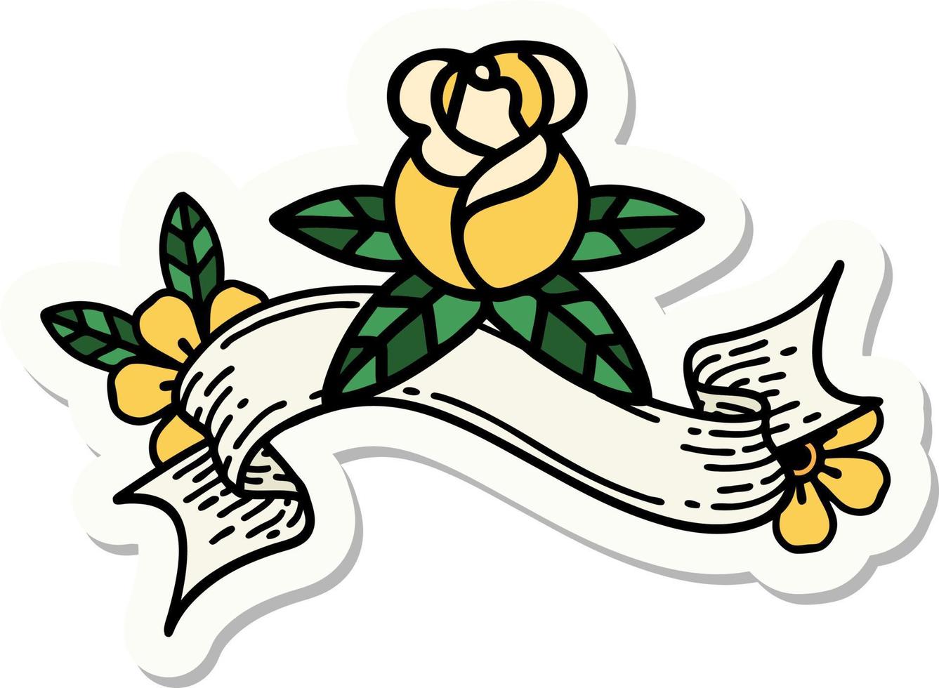 tattoo style sticker with banner of a single rose vector