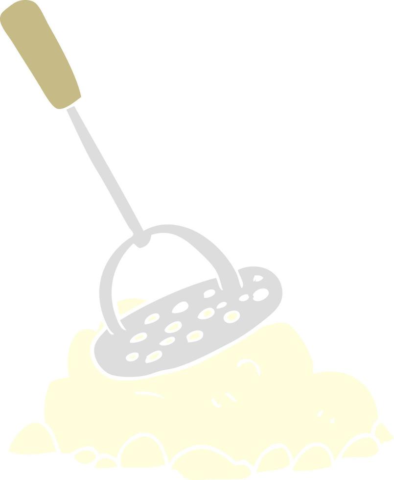 flat color illustration of potato masher vector