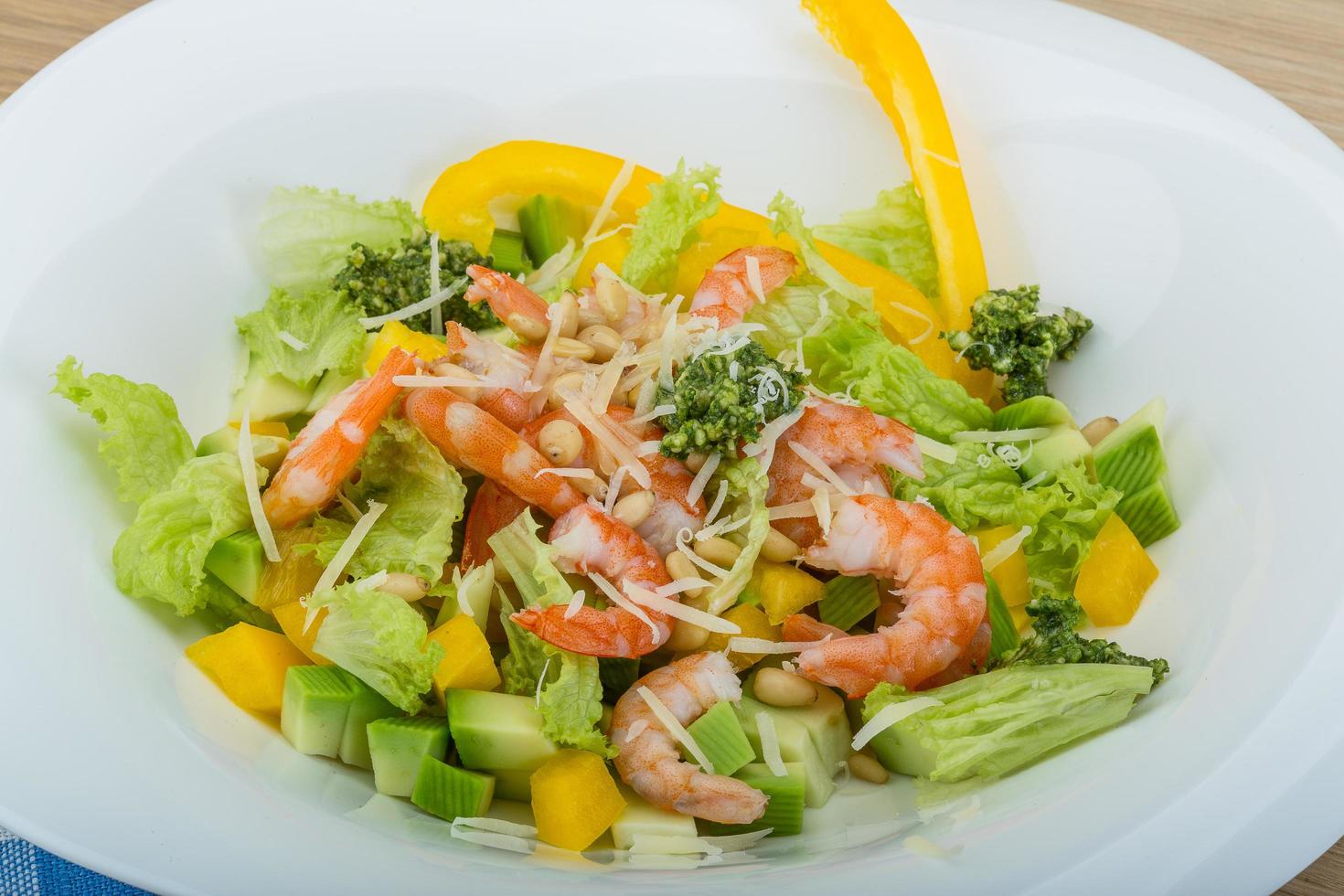 Salad with shrimps and avocado photo
