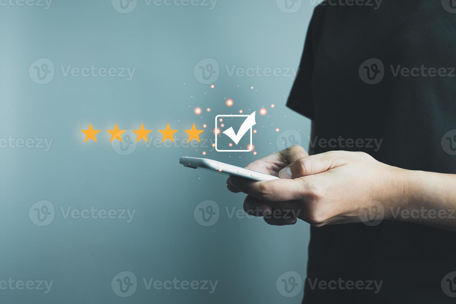 Customer satisfaction assessment rating 5 stars online, User has received excellent service, Review the highest rated service, the best attention, impressed very good service, feedback from guest photo