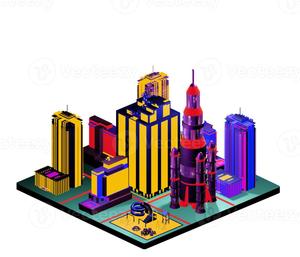 Isometric building arrangement png