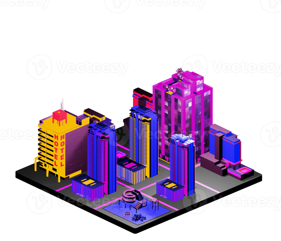 Isometric building arrangement png