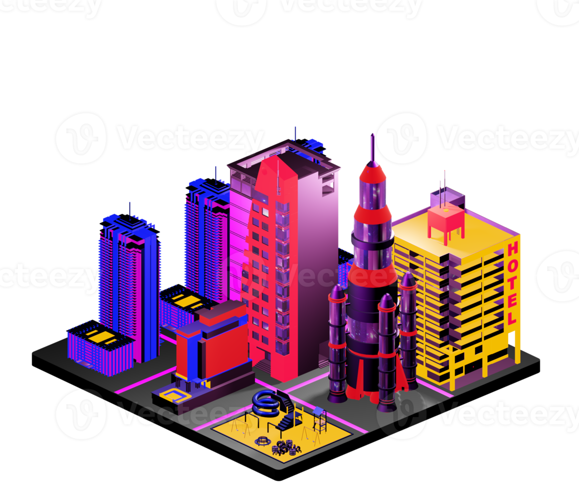 Isometric building arrangement png