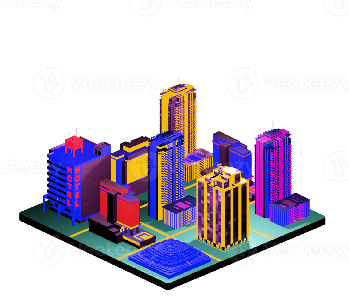 Isometric building arrangement png