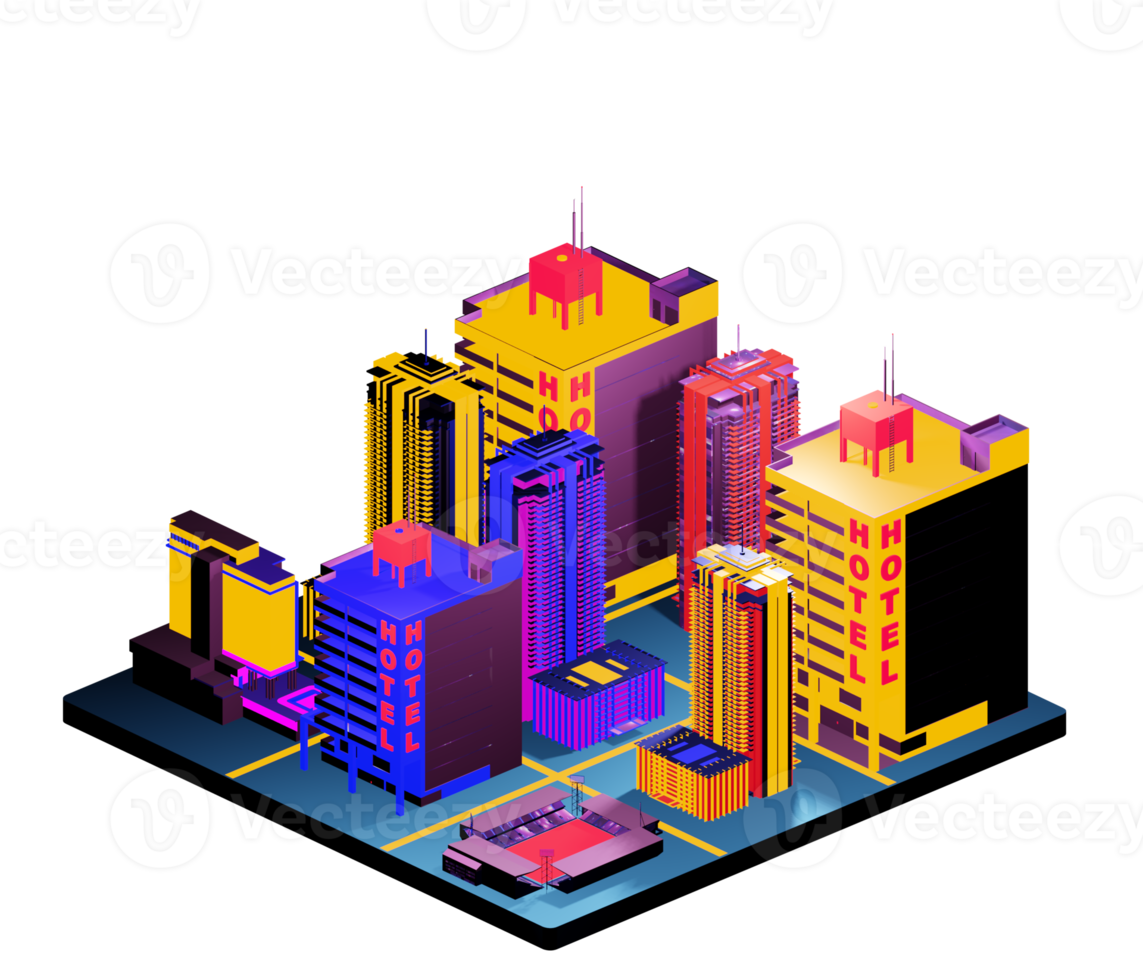 Isometric building arrangement png