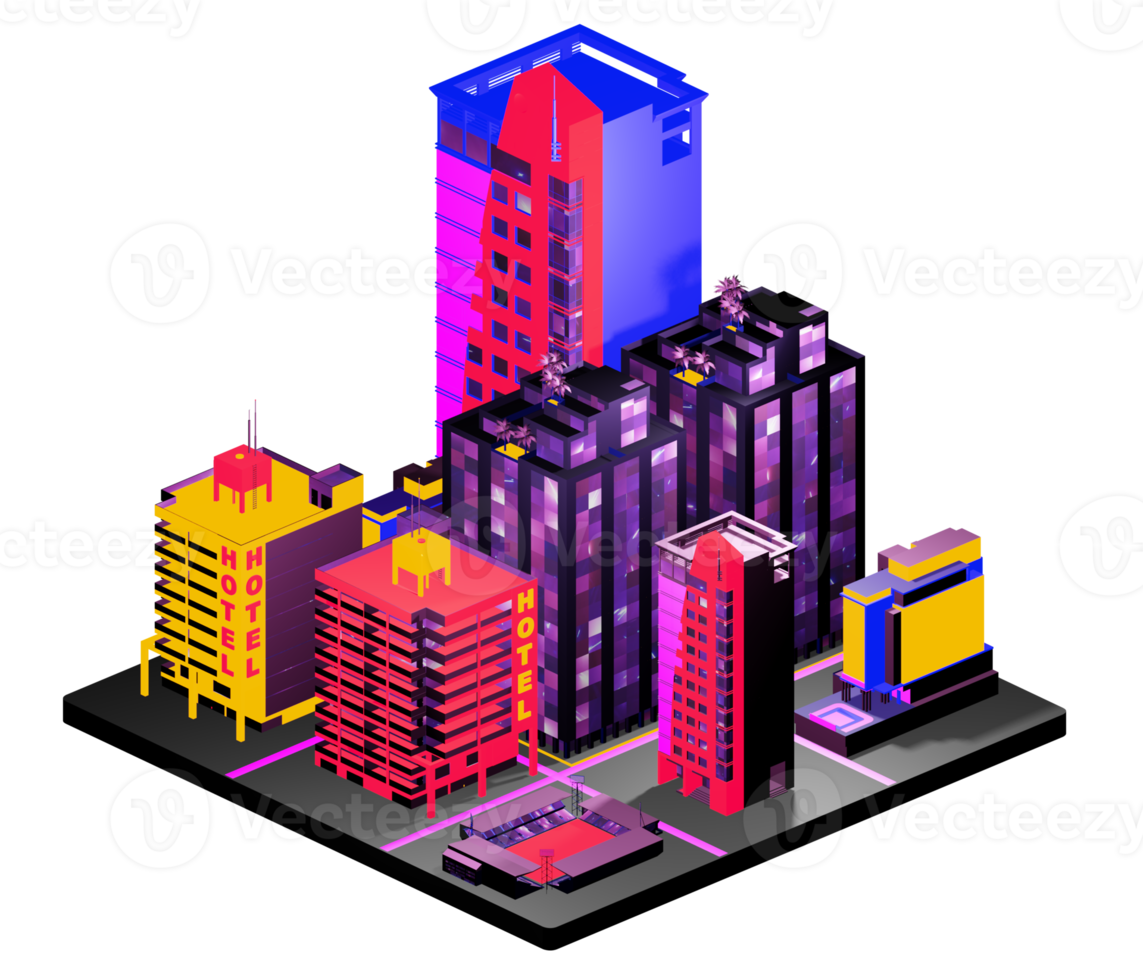 Isometric building in retro style png