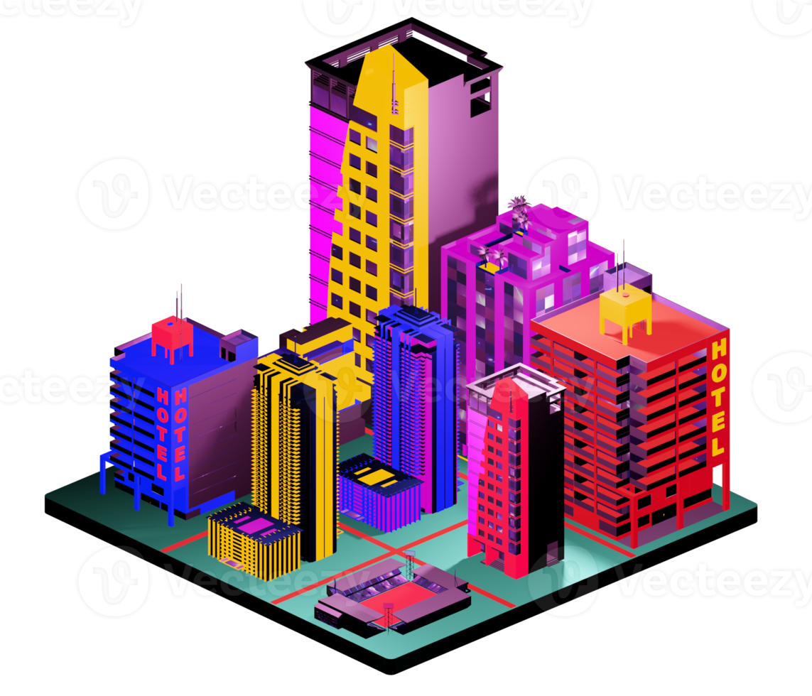 Isometric building arrangement png