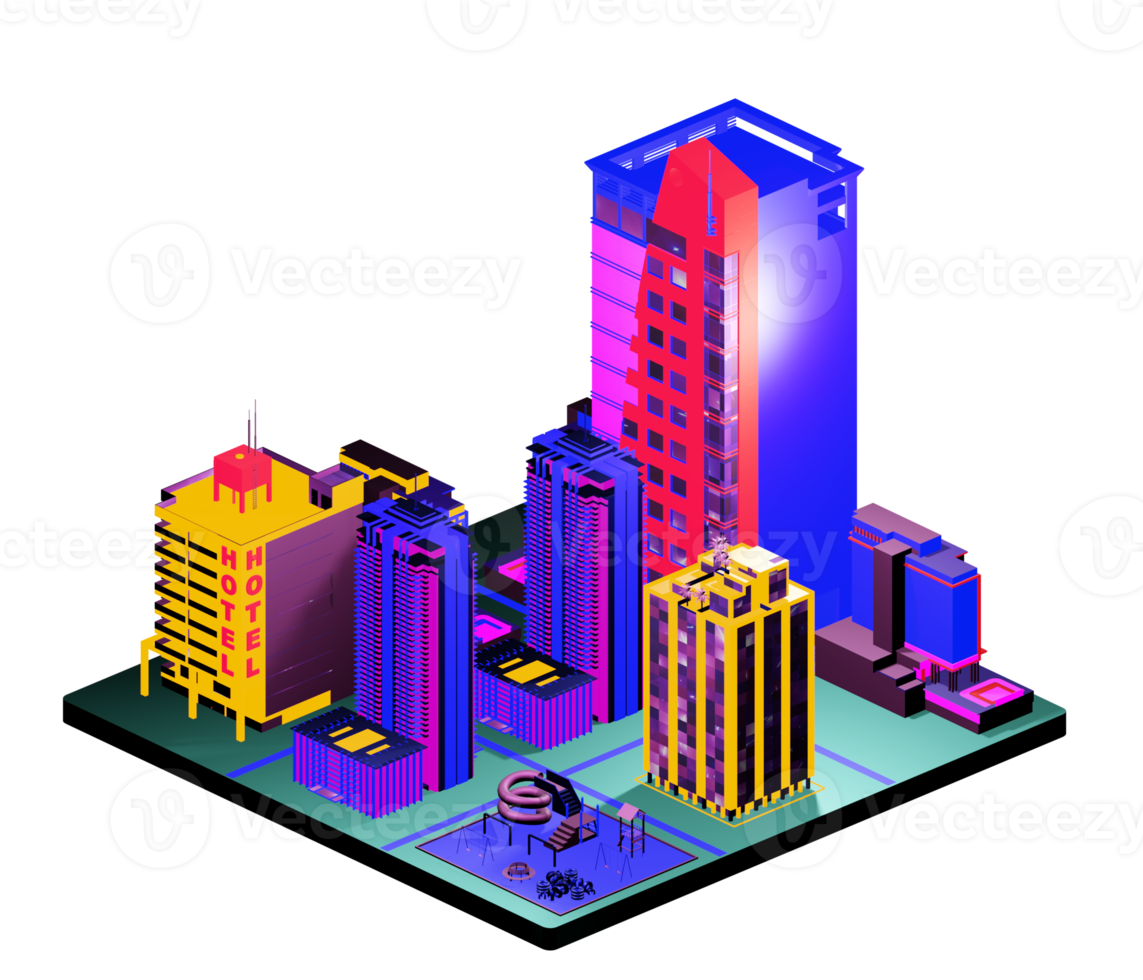 Isometric building in retro style png