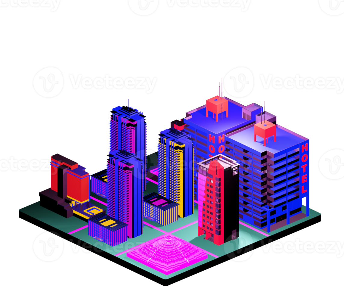 Isometric building in retro style png