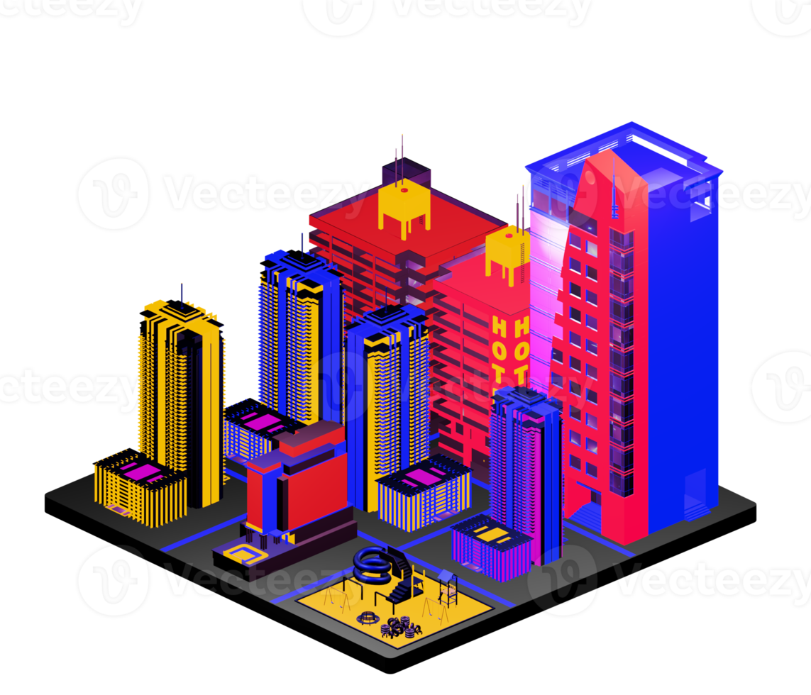 Isometric building in retro style png