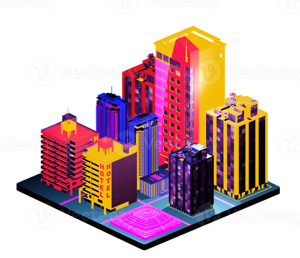 Isometric building arrangement png