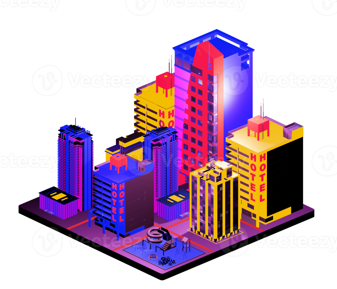 Isometric building in retro style png
