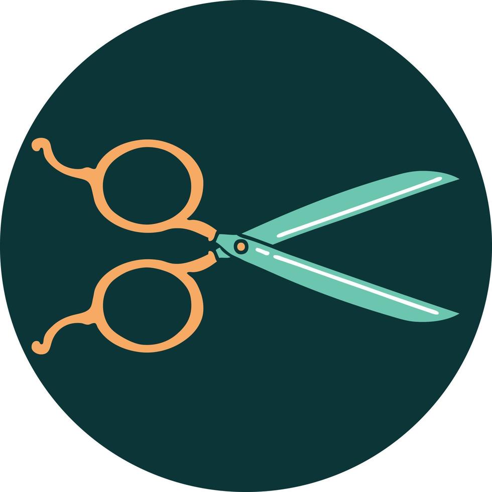 iconic tattoo style image of barber scissors vector