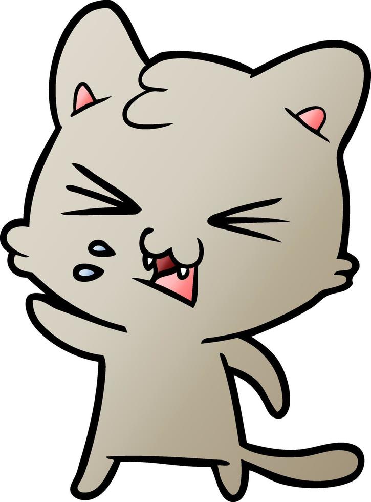 cartoon cat hissing vector