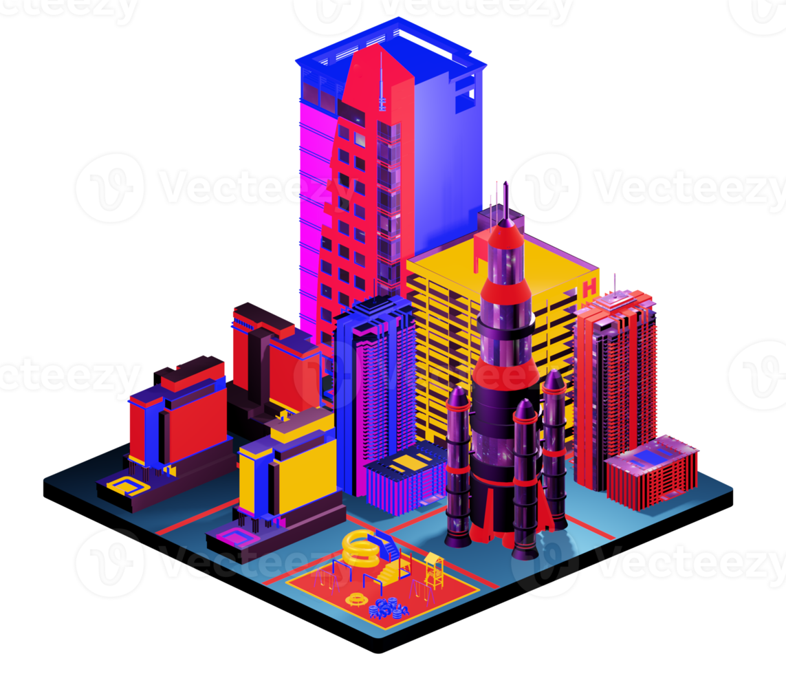 Isometric building arrangement png