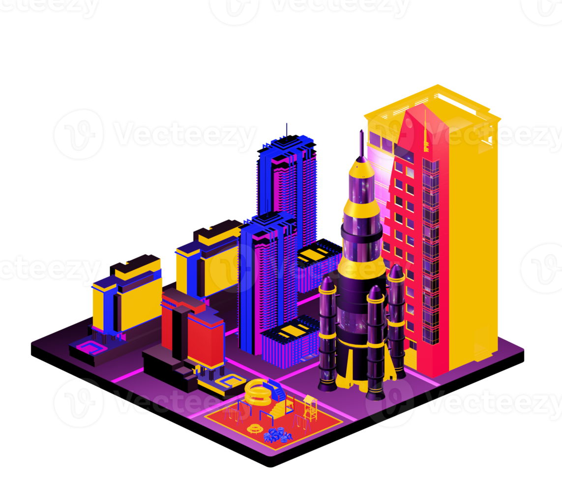 Isometric building arrangement png