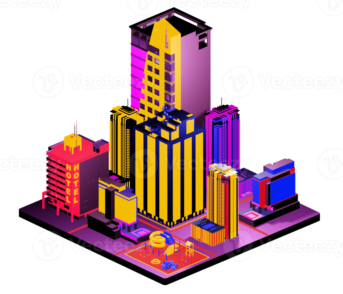 Retro isometric building png