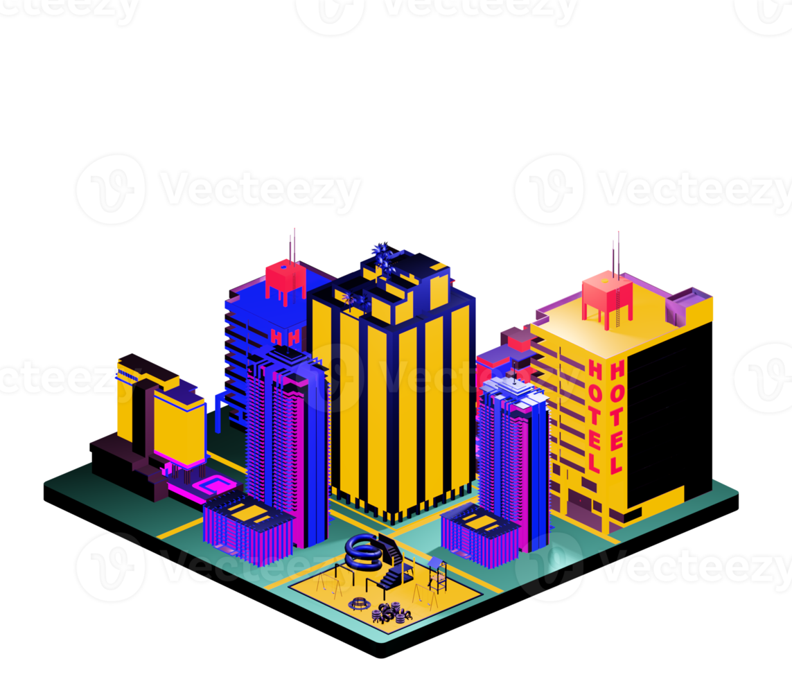 Isometric building arrangement png