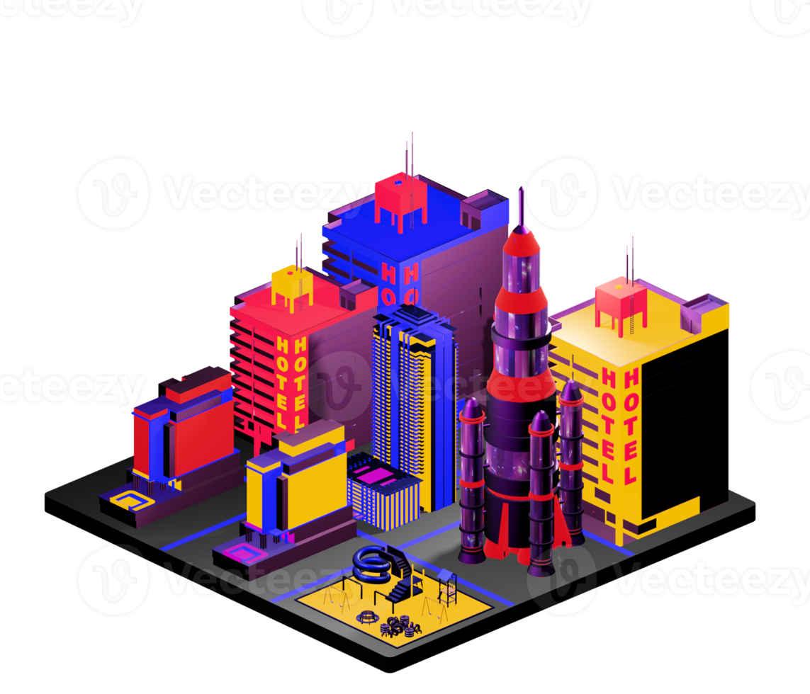 Isometric building arrangement png