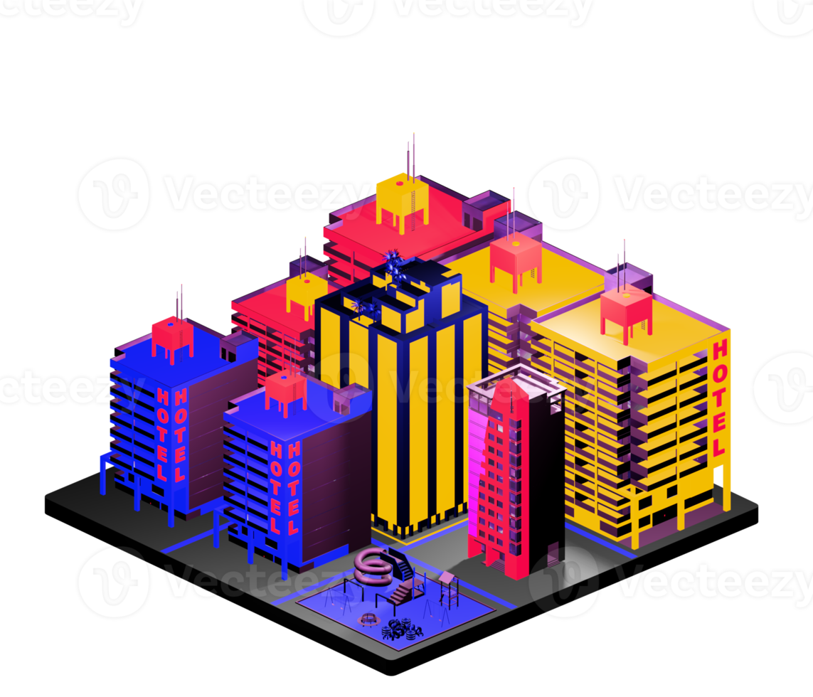 Isometric building arrangement png