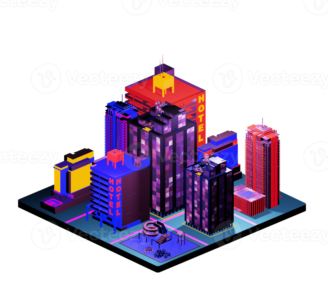 Isometric building arrangement png