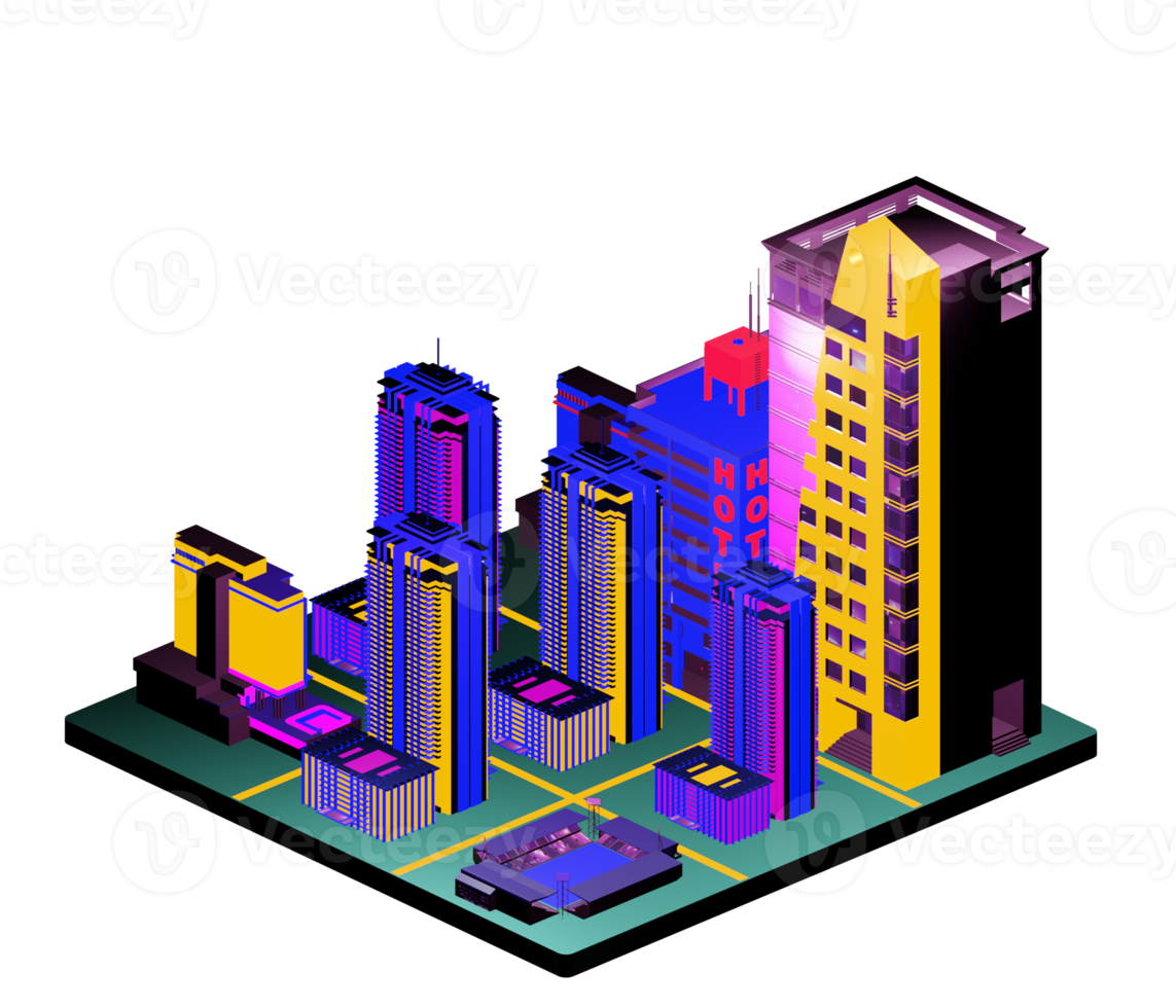 Isometric building arrangement png