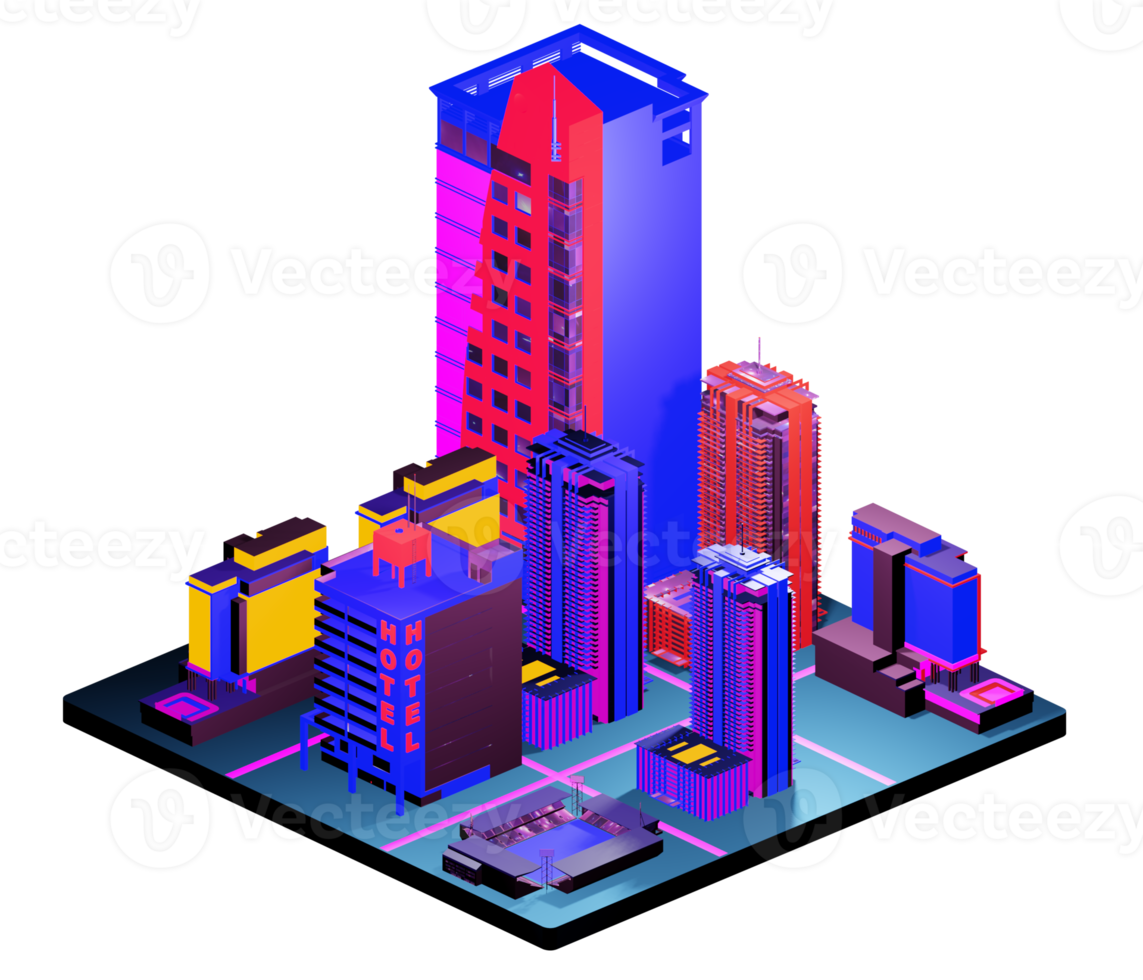 Isometric building in retro style png