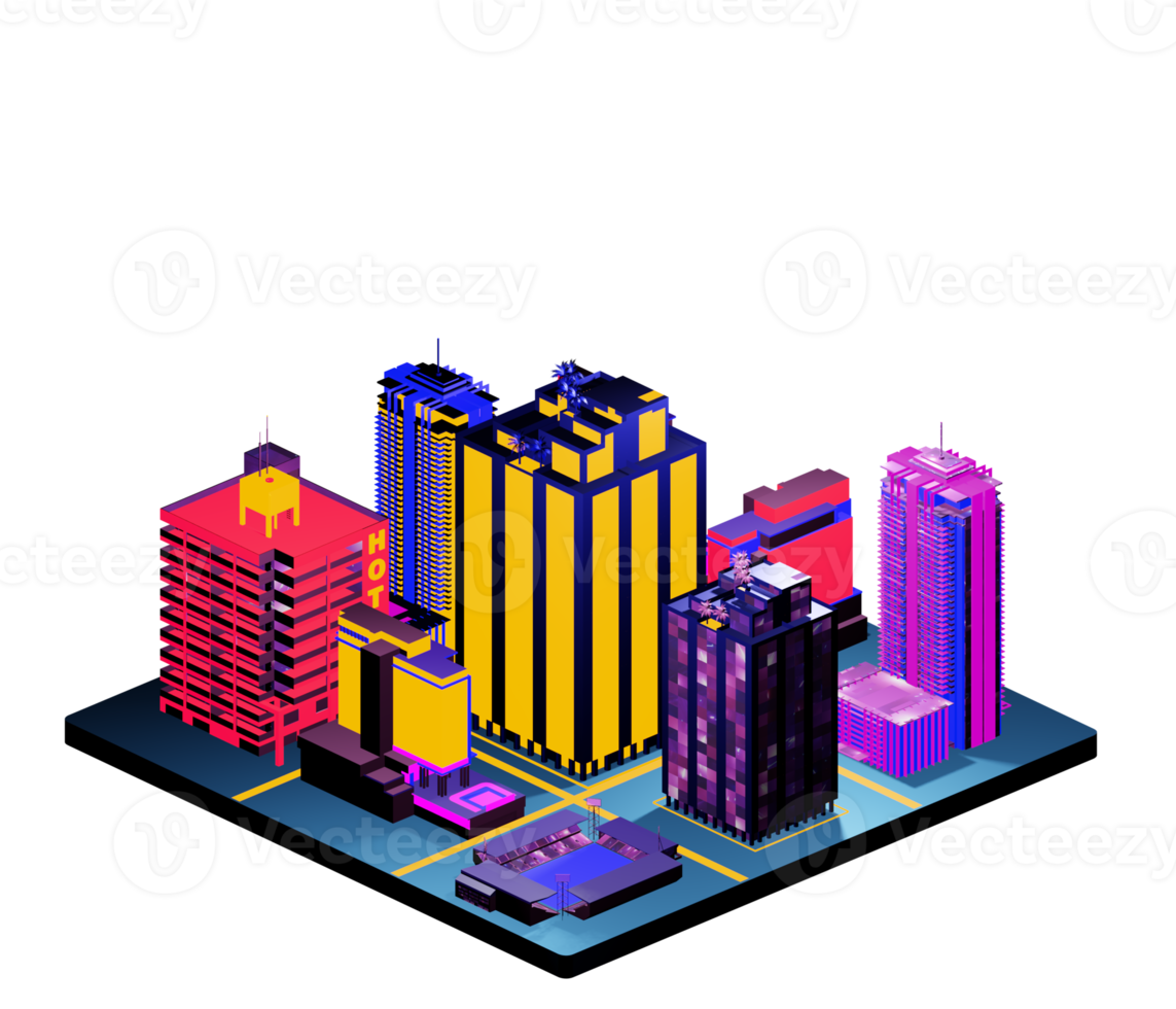 Isometric building arrangement png