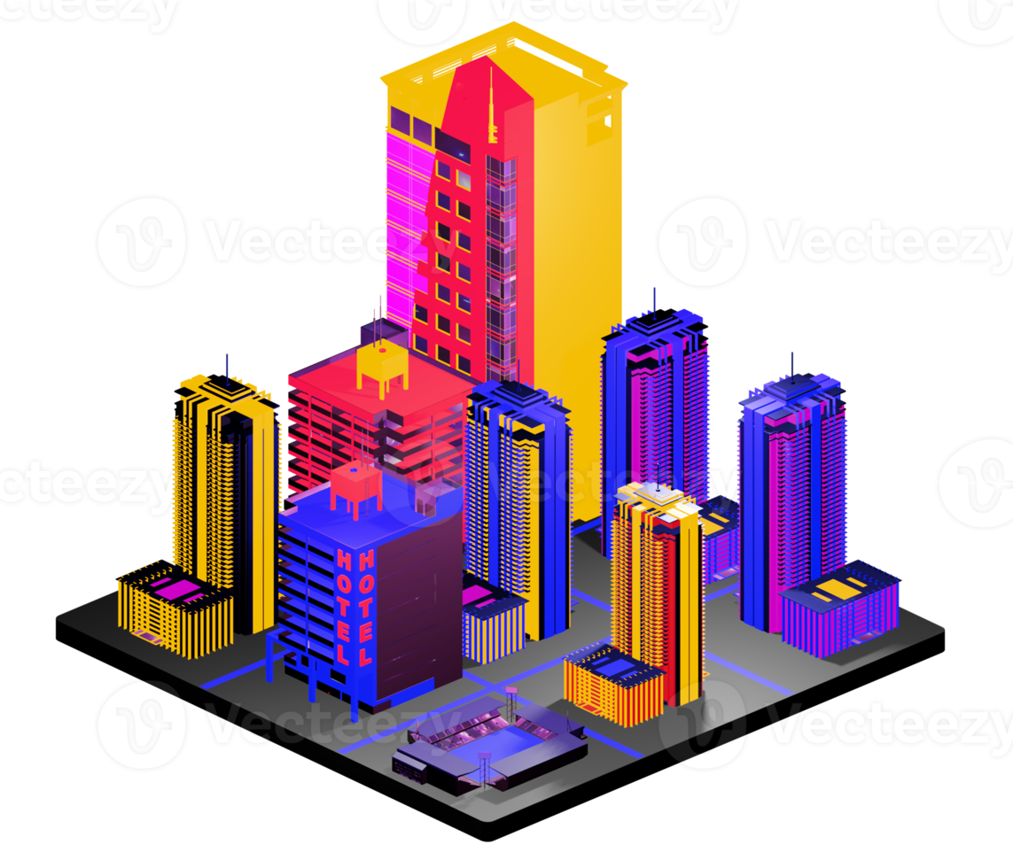 Isometric building arrangement png