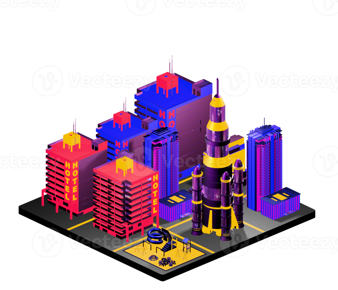 Isometric building in retro style png