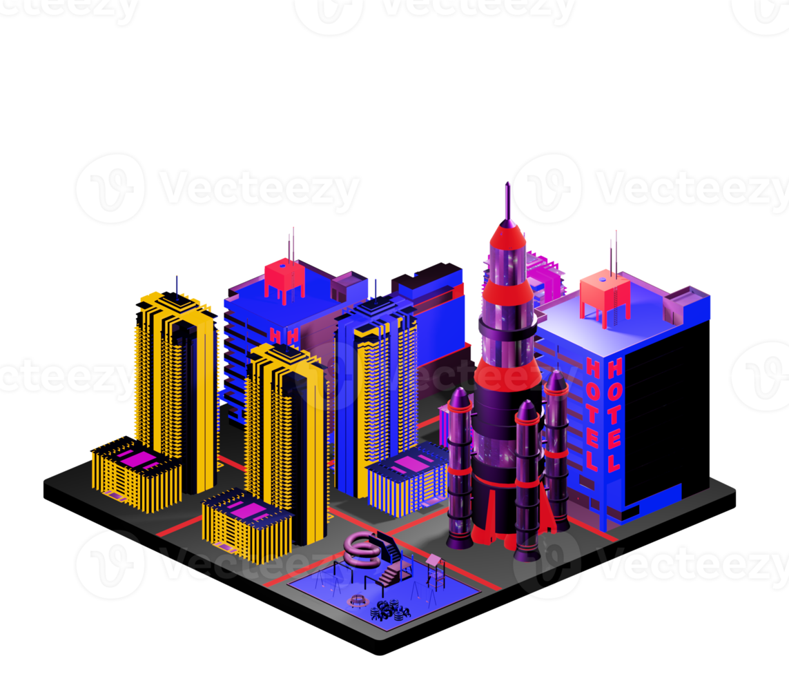 Isometric building arrangement png