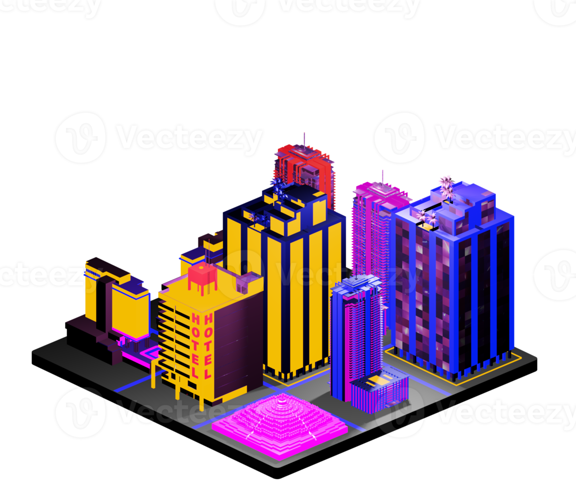 Retro isometric building png