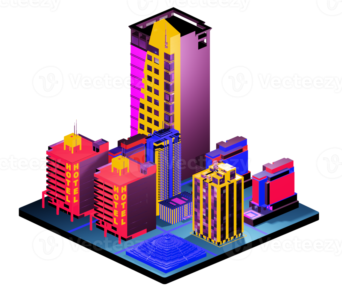 Isometric building in retro style png