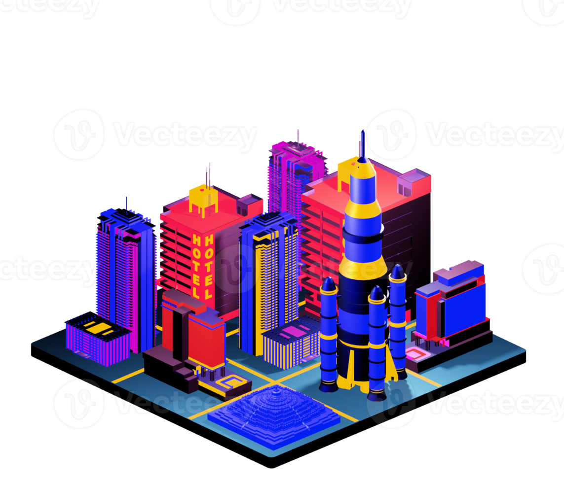 Isometric building arrangement png