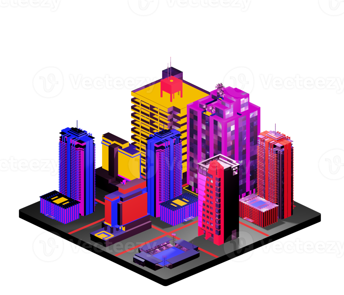 Isometric building in retro style png