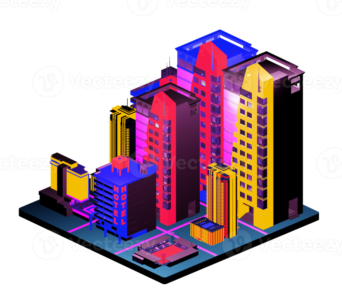 Isometric building in retro style png