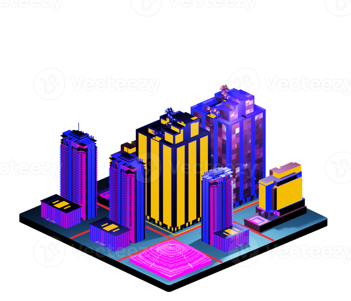 Isometric building arrangement png